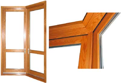 view of angled corner doors