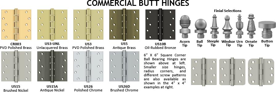 commercial brass ball bearing butt hinge