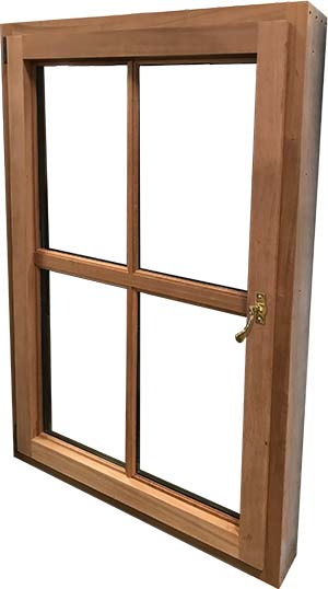 view of a single inswing casement window