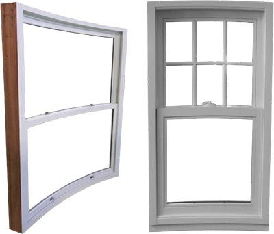 view of curved hung windows