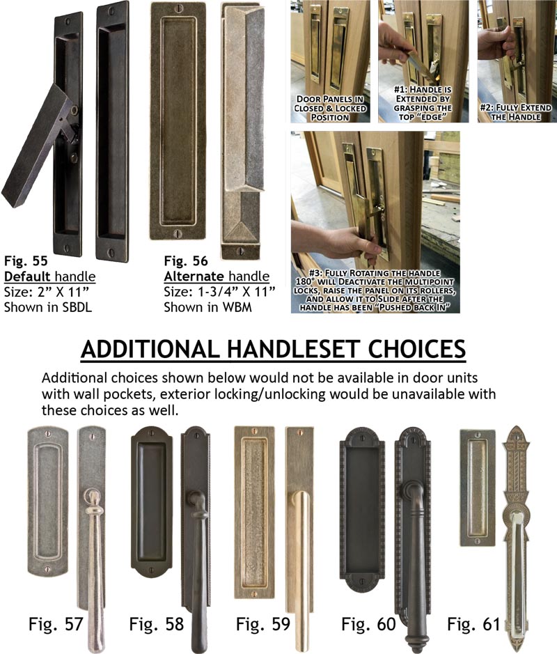 bronze recessed handlesets for lift and slide doors