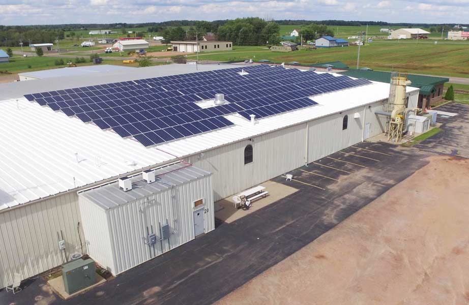 roof solar panel installation aerial view